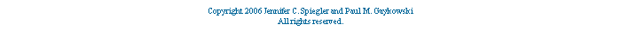 Text Box: Copyright 2006 Jennifer C. Spiegler and Paul M. Gaykowski
All rights reserved.
